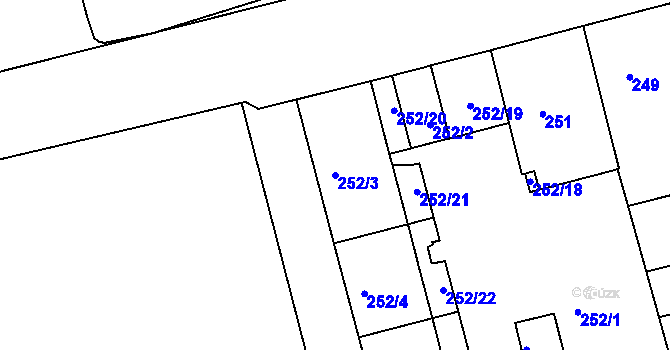 Parcela st. 252/3 v KÚ Ponava, Katastrální mapa