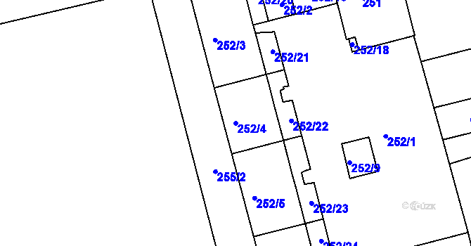Parcela st. 252/4 v KÚ Ponava, Katastrální mapa