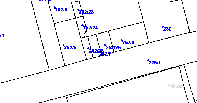 Parcela st. 252/7 v KÚ Ponava, Katastrální mapa