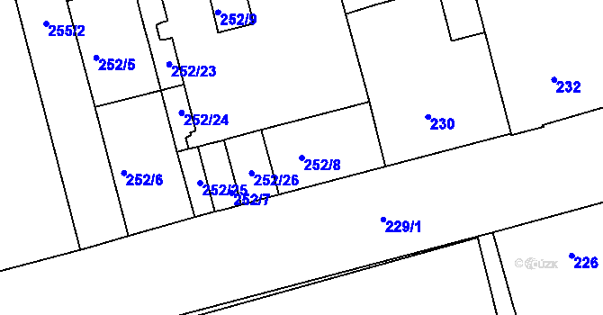 Parcela st. 252/8 v KÚ Ponava, Katastrální mapa