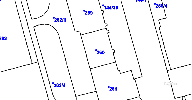 Parcela st. 260 v KÚ Ponava, Katastrální mapa