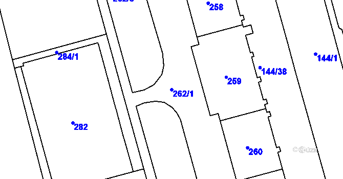 Parcela st. 262/1 v KÚ Ponava, Katastrální mapa