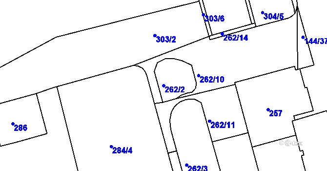 Parcela st. 262/2 v KÚ Ponava, Katastrální mapa