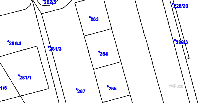 Parcela st. 264 v KÚ Ponava, Katastrální mapa