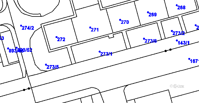 Parcela st. 273/1 v KÚ Ponava, Katastrální mapa