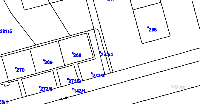 Parcela st. 273/4 v KÚ Ponava, Katastrální mapa