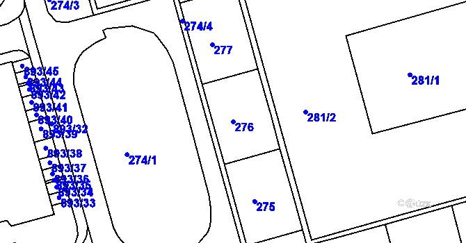 Parcela st. 276 v KÚ Ponava, Katastrální mapa