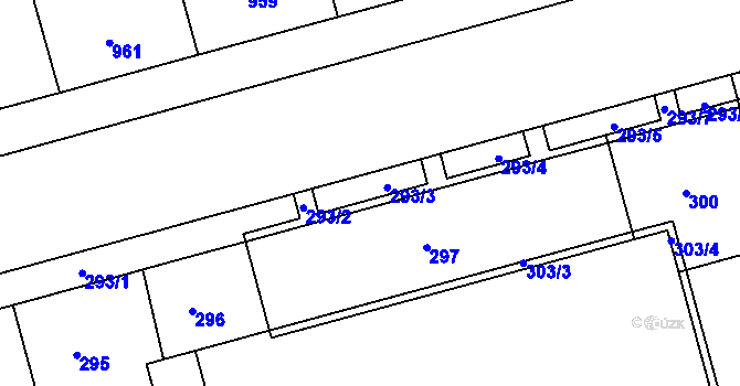 Parcela st. 293 v KÚ Ponava, Katastrální mapa