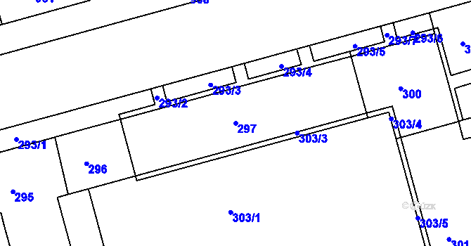 Parcela st. 297 v KÚ Ponava, Katastrální mapa