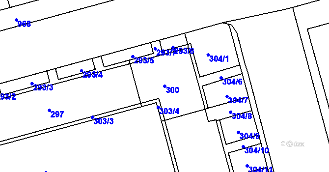Parcela st. 300 v KÚ Ponava, Katastrální mapa