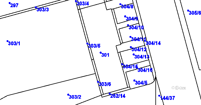 Parcela st. 301 v KÚ Ponava, Katastrální mapa