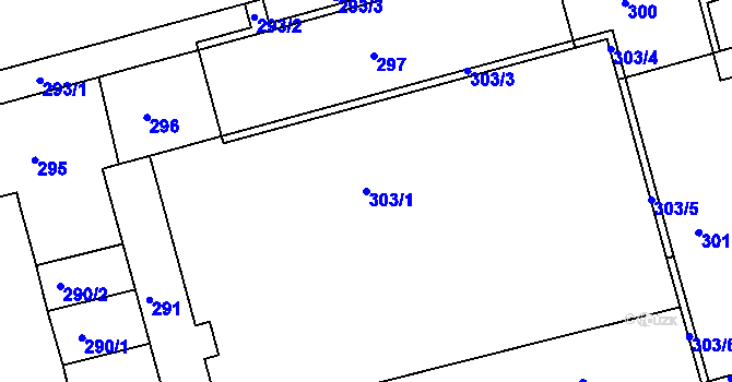 Parcela st. 303/1 v KÚ Ponava, Katastrální mapa