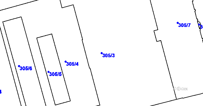 Parcela st. 305/3 v KÚ Ponava, Katastrální mapa