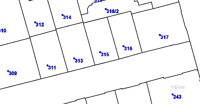 Parcela st. 315 v KÚ Ponava, Katastrální mapa