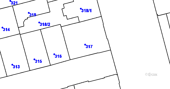 Parcela st. 317 v KÚ Ponava, Katastrální mapa