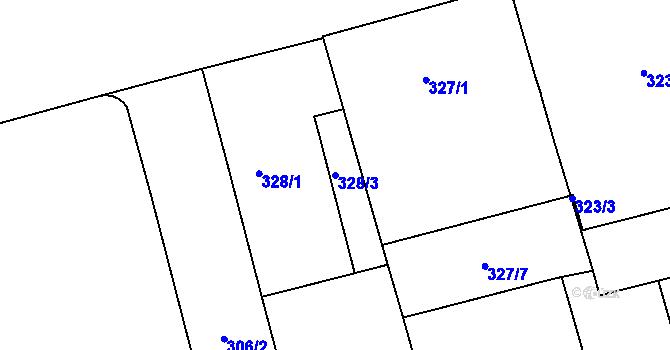 Parcela st. 328/3 v KÚ Ponava, Katastrální mapa
