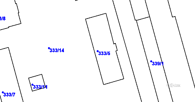 Parcela st. 333/5 v KÚ Ponava, Katastrální mapa