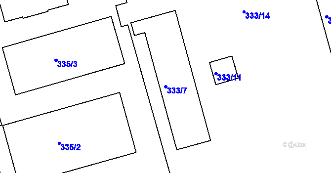 Parcela st. 333/7 v KÚ Ponava, Katastrální mapa