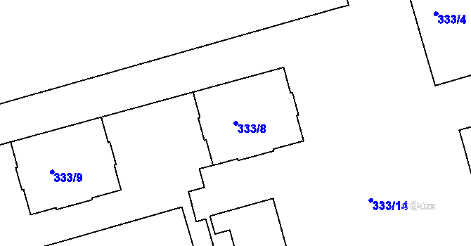 Parcela st. 333/8 v KÚ Ponava, Katastrální mapa
