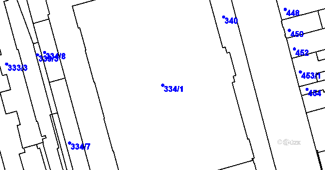 Parcela st. 334/1 v KÚ Ponava, Katastrální mapa