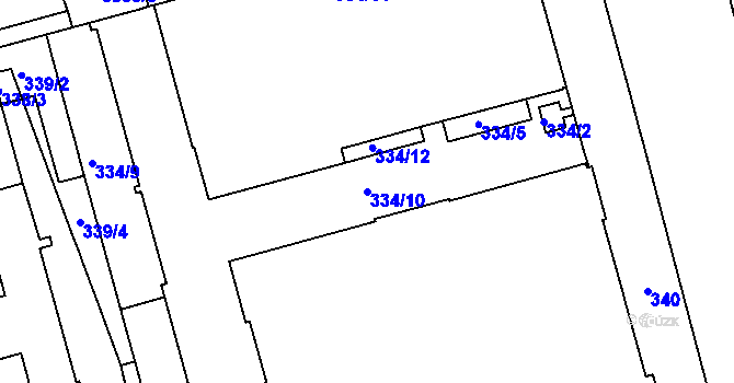 Parcela st. 334/10 v KÚ Ponava, Katastrální mapa