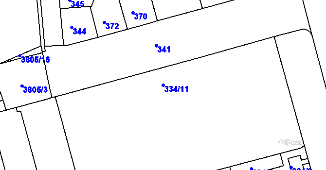 Parcela st. 334/11 v KÚ Ponava, Katastrální mapa