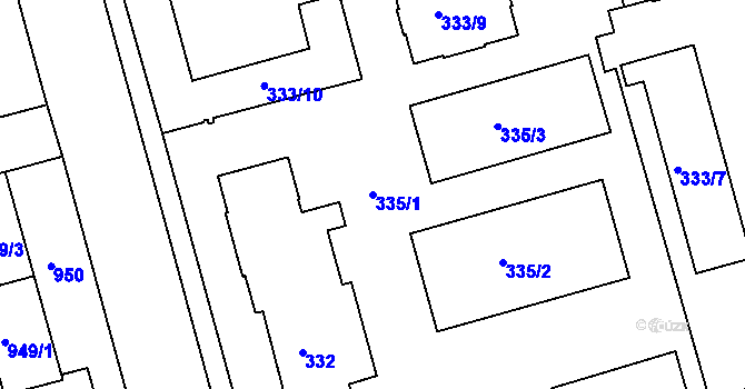 Parcela st. 335/1 v KÚ Ponava, Katastrální mapa
