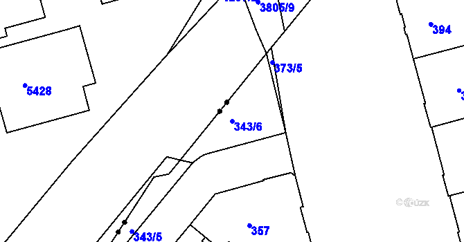 Parcela st. 343/6 v KÚ Ponava, Katastrální mapa