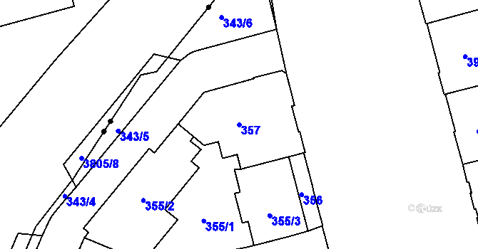 Parcela st. 357 v KÚ Ponava, Katastrální mapa