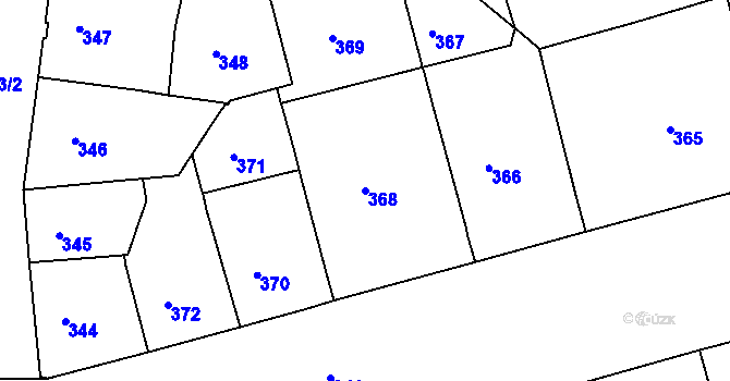 Parcela st. 368 v KÚ Ponava, Katastrální mapa