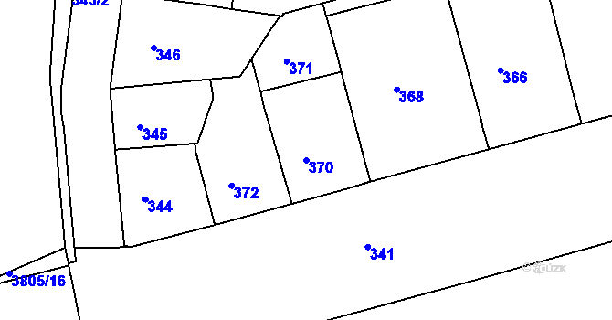 Parcela st. 370 v KÚ Ponava, Katastrální mapa