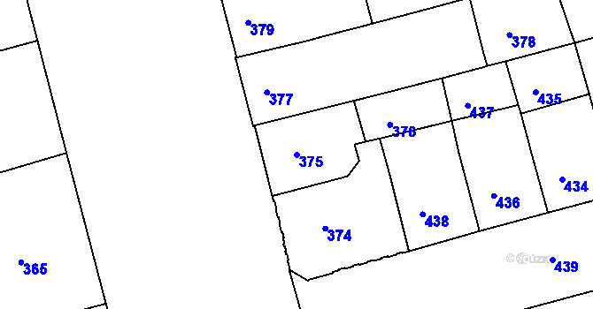 Parcela st. 375 v KÚ Ponava, Katastrální mapa