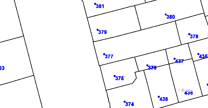 Parcela st. 377 v KÚ Ponava, Katastrální mapa