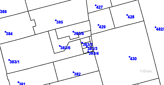Parcela st. 383/2 v KÚ Ponava, Katastrální mapa