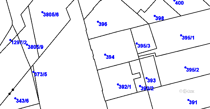 Parcela st. 394 v KÚ Ponava, Katastrální mapa