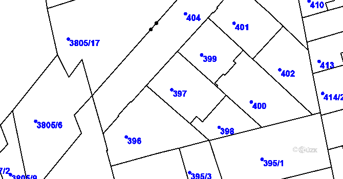 Parcela st. 397 v KÚ Ponava, Katastrální mapa