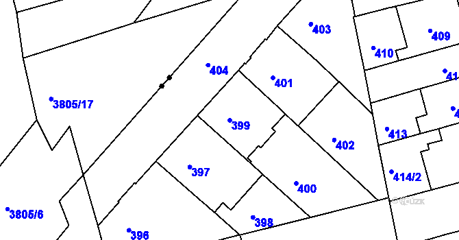 Parcela st. 399 v KÚ Ponava, Katastrální mapa