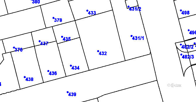Parcela st. 432 v KÚ Ponava, Katastrální mapa