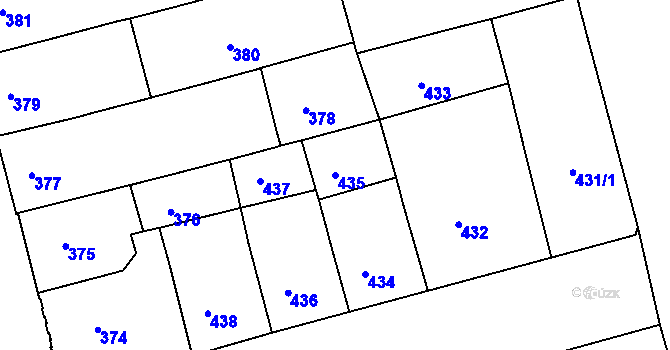 Parcela st. 435 v KÚ Ponava, Katastrální mapa