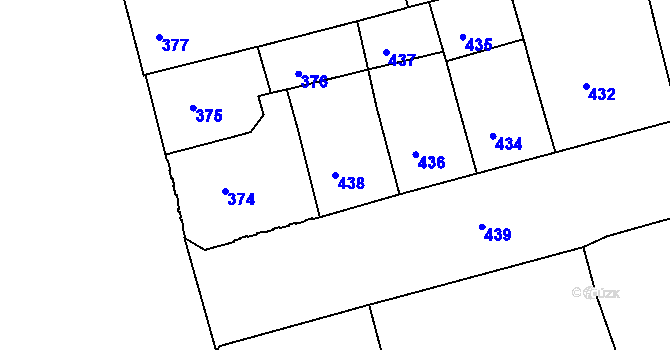 Parcela st. 438 v KÚ Ponava, Katastrální mapa