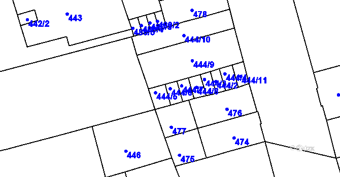 Parcela st. 444/6 v KÚ Ponava, Katastrální mapa