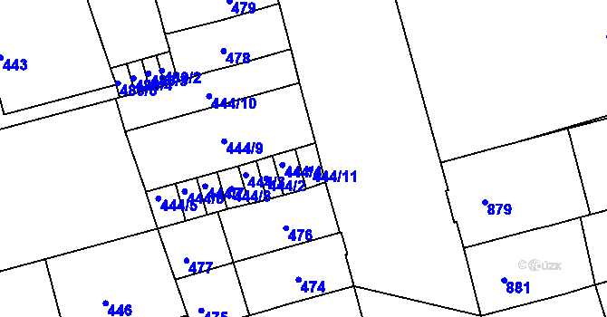 Parcela st. 444/11 v KÚ Ponava, Katastrální mapa