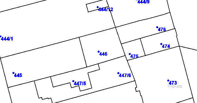 Parcela st. 446 v KÚ Ponava, Katastrální mapa