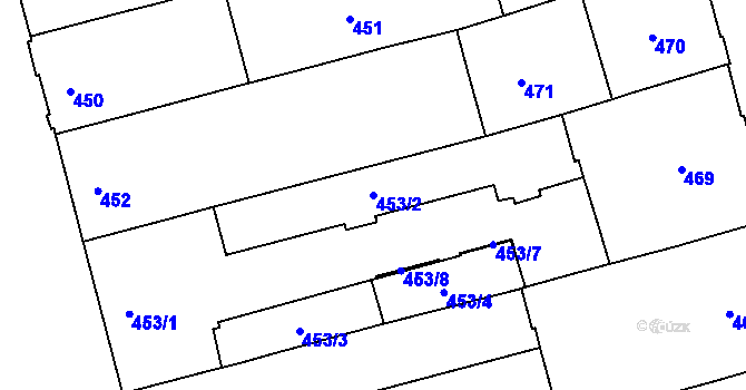 Parcela st. 453/2 v KÚ Ponava, Katastrální mapa