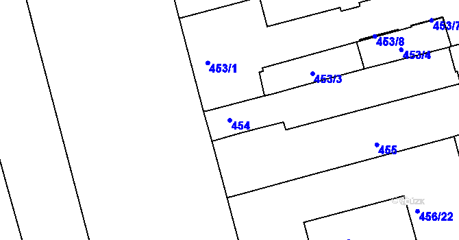Parcela st. 454 v KÚ Ponava, Katastrální mapa