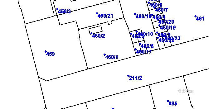 Parcela st. 460/1 v KÚ Ponava, Katastrální mapa