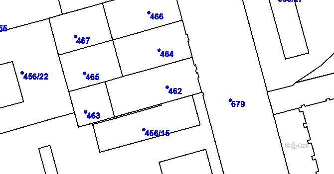 Parcela st. 462 v KÚ Ponava, Katastrální mapa