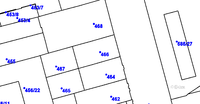 Parcela st. 466 v KÚ Ponava, Katastrální mapa