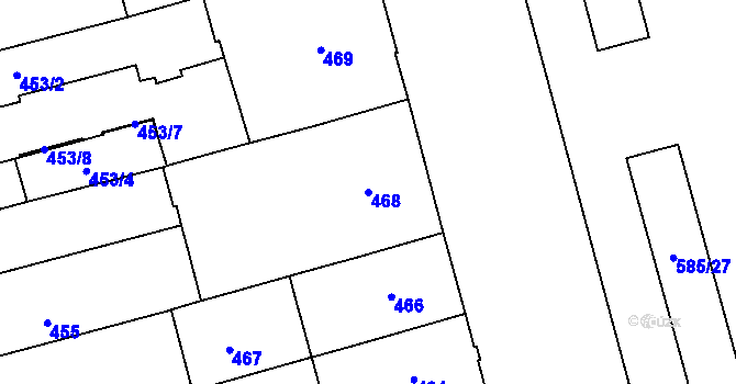 Parcela st. 468 v KÚ Ponava, Katastrální mapa