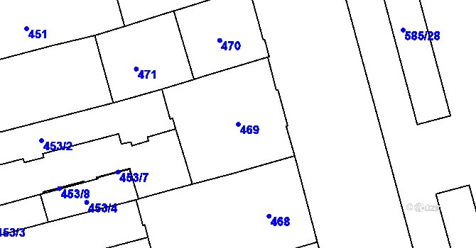 Parcela st. 469 v KÚ Ponava, Katastrální mapa